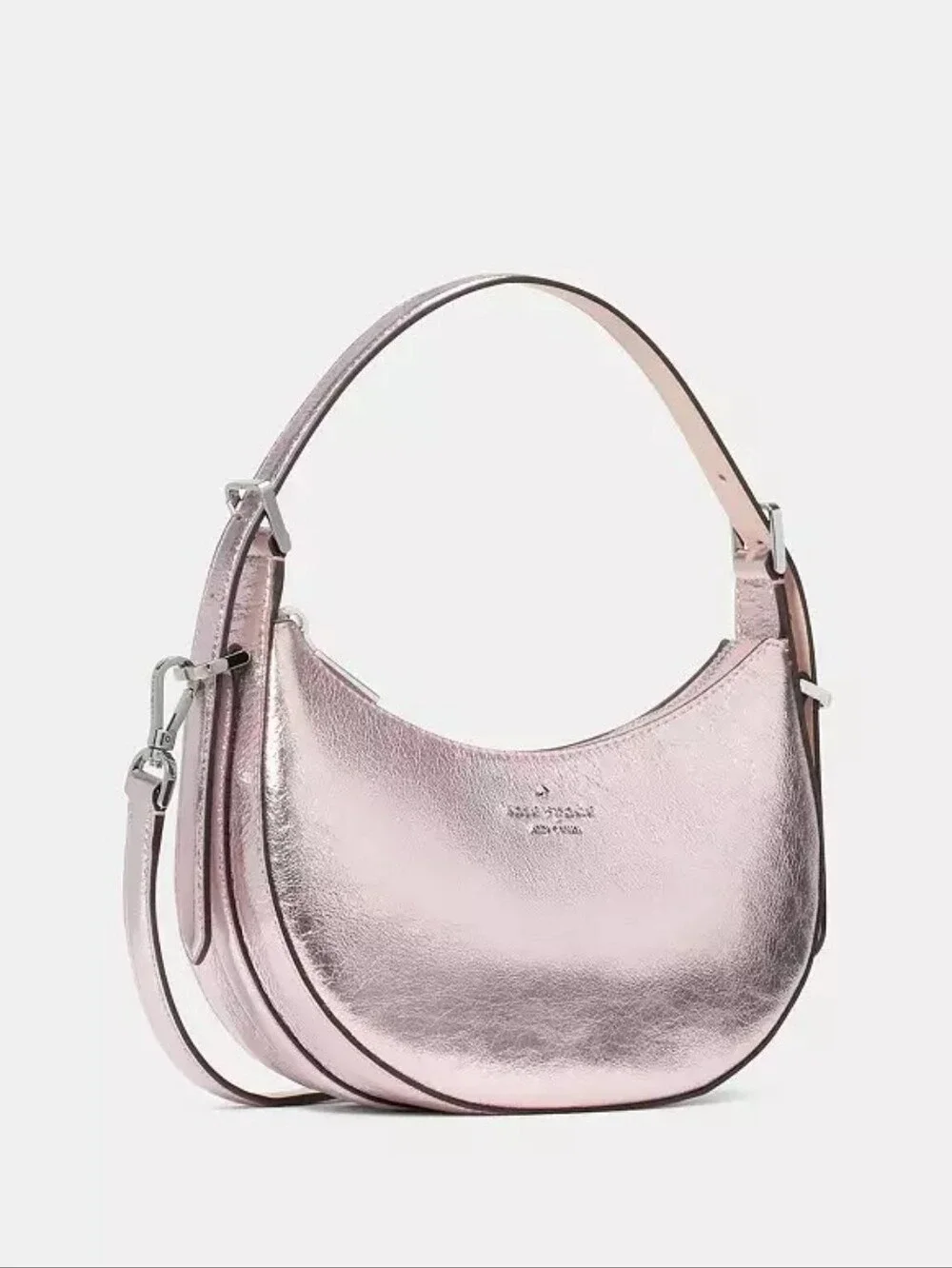 kate spade Crinkle Leather Metallic Crescent Shoulder Bag In Lilac Moonlight